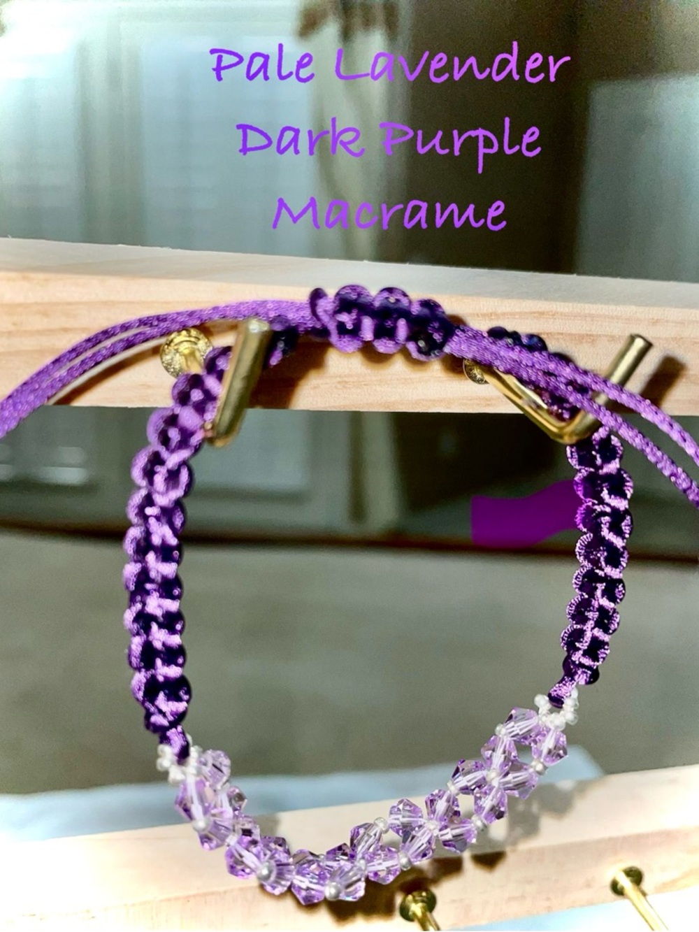Hand Crafted Pale Lavender and Dark Purple Macrame Bracelet